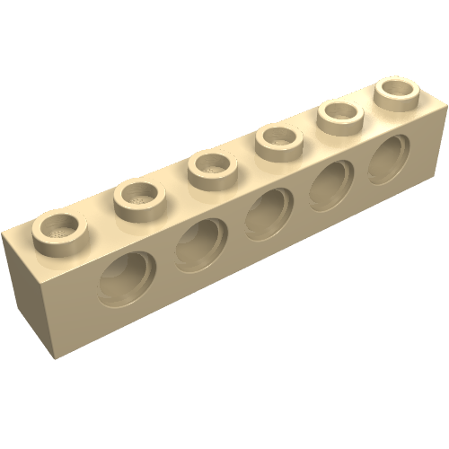 Lego Technic Brick 1 x 6 [5 Pin Holes] / Tan