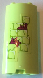 Lego Cylinder Quarter 2 x 2 x 5 with 1 x 1 Cutout with Yellowish Green Bricks and Reddish Brown Barbs Pattern (Sticker) - Set 41188 / Yellowish Green