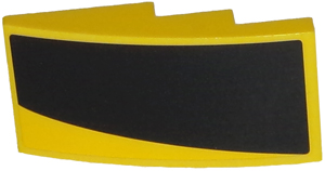 Lego Slope, Curved 4 x 2 with Thick Curved Black Stripe on Yellow Background Pattern Model Right Side (Sticker) - Set 75870 / Yellow