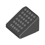 Lego Brick Sloped 30° 1 x 1 x 2/3 (Cheese Slope) with Silver Dots print / Black