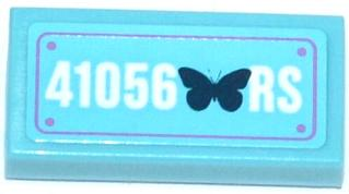 Lego Tile 1 x 2 with Butterfly and '41056 RS' Plate Pattern (Sticker) - Set 41056