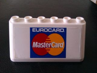 Lego Windscreen 2 x 6 x 2 with 'EUROCARD MasterCard' on White and Blue Background Pattern (Sticker) - Set 880002-2 (in Combination with Sets 3308 / 3309) / White