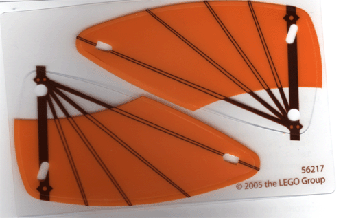 Lego Plastic Triangle 6 x 12 Wing with Brown Spars and Orange Cloth Pattern, Sheet of 2 Items x66px15