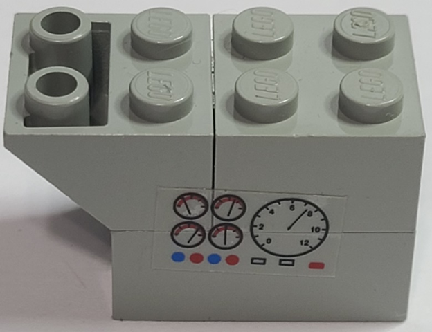 Lego Stickered Assembly 4 x 2 x 2 with Gauges and Buttons Pattern on Both Sides (Stickers) - Set 6614