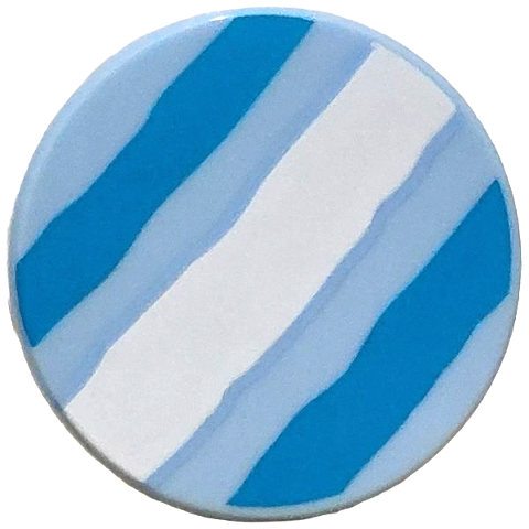 Lego Tile, Round 2 x 2 with Bottom Stud Holder with Dark Azure and White Waves Pattern