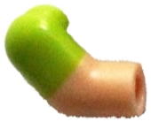 Lego Arm, Right with Molded Lime Short Sleeve  Pattern / Light Nougat