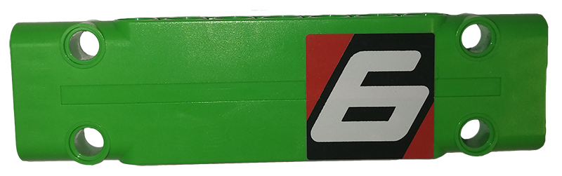 Lego Technic, Panel Plate 3 x 11 x 1 with Number '6' on Black and Red Background Pattern Model Left Side (Sticker) - Set 42039