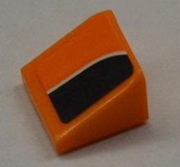 Lego Slope 30 1 x 1 x 2/3 with White Line on Orange and Black Pattern Model Right (Sticker) - Set 8125