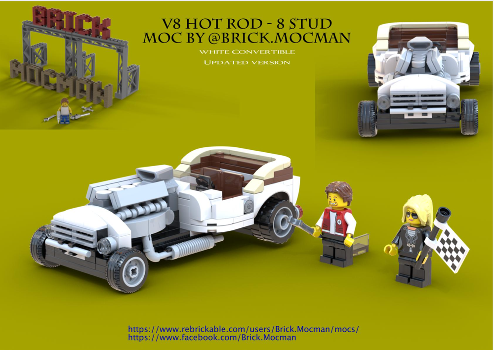 Lego V8 HotRod 8 Stud - White Convertible (FREE)