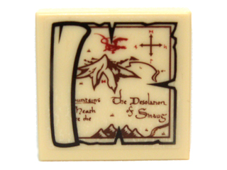 Lego Tile 2 x 2 with Map Lonely Mountain, Desolation of Smaug Pattern (Sticker) - Set 79003