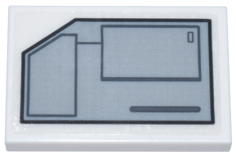 Lego Tile 2 x 3 with Light Bluish Gray and Black Mechanical Panel with Cut Corner and Dark Bluish Gray Rectangle Pattern Model Left Side (Sticker) - Set 75357 / White
