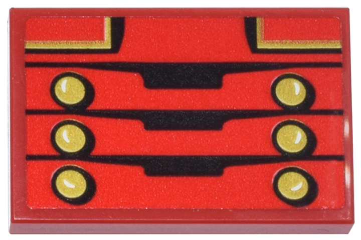 Lego Tile 2 x 3 with Red Toy Soldier Uniform with Black Trim and Gold Collar and Buttons Pattern (Ninjago Dorama's Puppet Torso) (Sticker) - Set 71837
