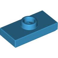 Lego Plate Special 1 x 2 with 1 Stud with Groove and Inside Stud Holder (Jumper) / Dark Azure