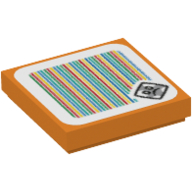 Lego Tile 2 x 2 with Bramball and Barcode Print (Sticker) / Orange