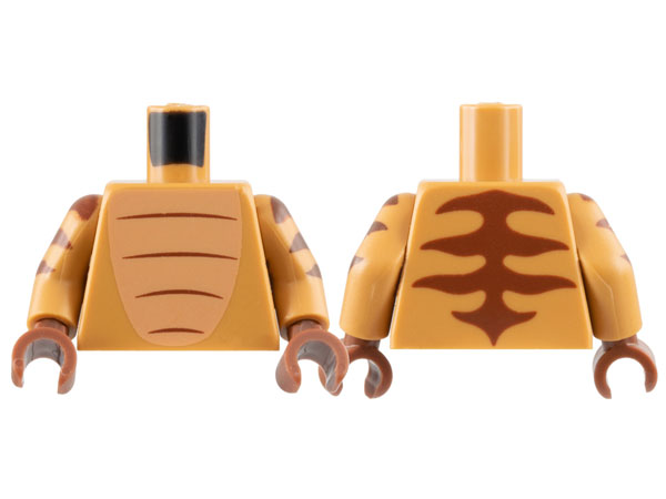 Lego Torso Nougat Chest, Reddish Brown Stripes Pattern / Medium Nougat Arms with Reddish Brown Stripes Pattern / Reddish Brown Hands