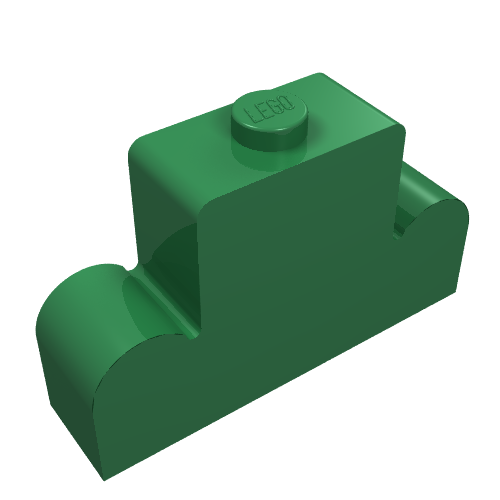 Lego Brick Curved 1 x 4 x 2 Centre Stud Top / Green