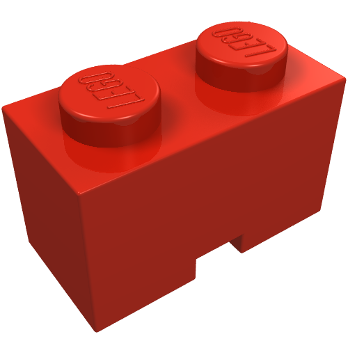 Lego Brick Special 1 x 2 with Cable Holding Square Cutout / Red