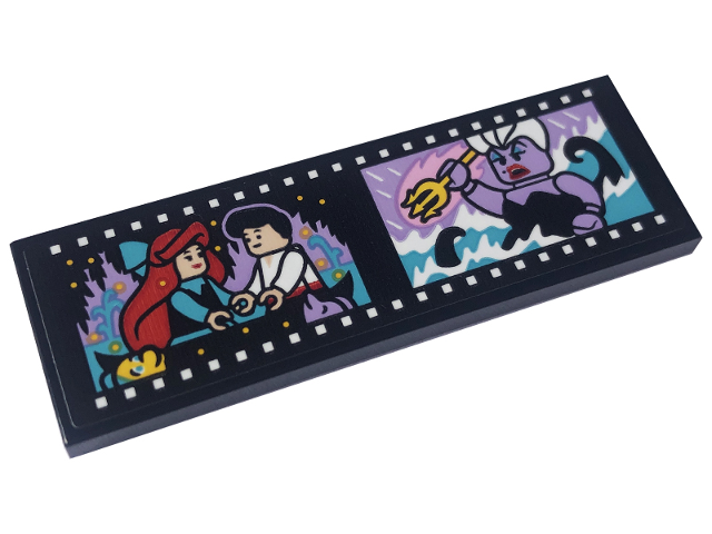 Lego Tile 2 x 6 with Filmstrip / Roll with Ariel, Prince Eric and Ursula Minifigures Pattern (Sticker) - Set 43227