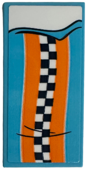 Lego Tile 2 x 4 with Blanket with Orange and Black Checkered Stripes and White Bedsheet Pattern (Sticker) - Set 42652