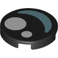 Lego Tile Round 2 x 2 with White Circles, Medium Blue Crescent Shape / Eye Print