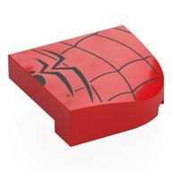 Lego Brick Round, Curved 4 x 4, No Studs with Spider Web, and Half of Spider-Man Logo Print