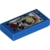 Lego Tile 1 x 2 with Smart Phone and Harley Quinn Print / Blue