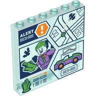 Lego Panel 1 x 6 x 5 with Monitor, 'ALERT', Joker, Car, Map, Crystal Print