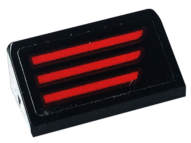 Lego Slope 30 1 x 2 x 2/3 with 3 Red Stripes (Brake Lights) Pattern Model Right Side (Sticker) - Set 76181