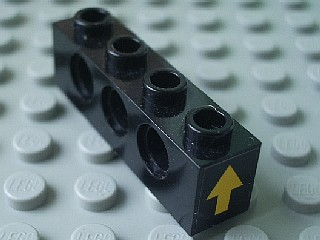 Lego Technic, Brick 1 x 4 with Holes with Yellow Arrow Pattern on Both Sides (Stickers) - Set 8412