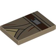 Lego Tile 2 x 3 with Dark Tan Jedi robes, Tan Shirt, Dark Brown Belt Print / Dark Tan