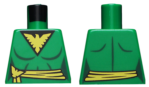 Lego Torso Female Suit with Yellow Phoenix and Belt Pattern (Phoenix Jean Grey) / Green