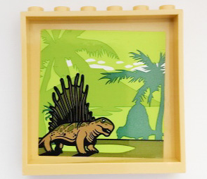 Lego Panel 1 x 6 x 5 with Palm Trees and Dimetrodons / Dinosaurs Pattern on Inside (Sticker) - Set 75930