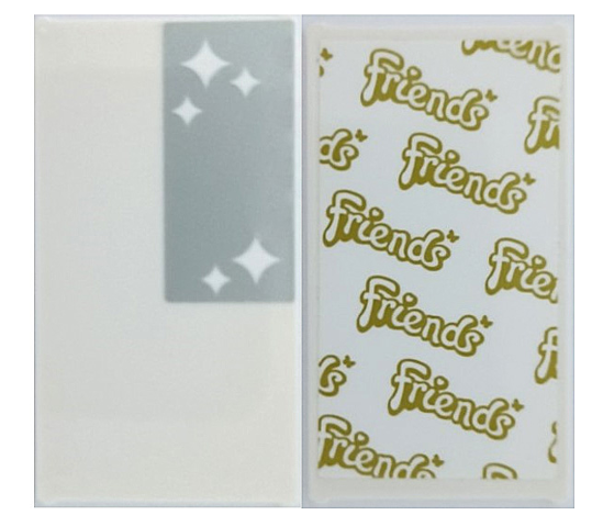 Lego Glass for Window 1 x 4 x 6 with Gold Friends Logos and Sparkles on Light Bluish Gray Background Pattern on Both Sides (Stickers) - Set 41448 / White