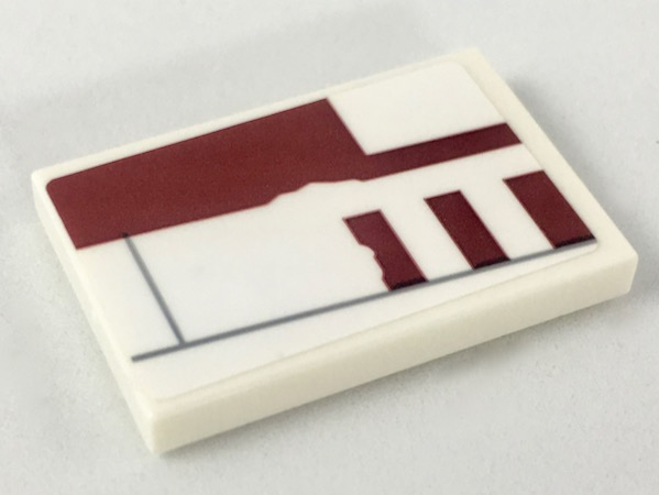 Lego Tile 2 x 3 with X-wing Red Three (Biggs Darklighter) Signs Pattern Model Left Side (Sticker) - Set 75218 / White