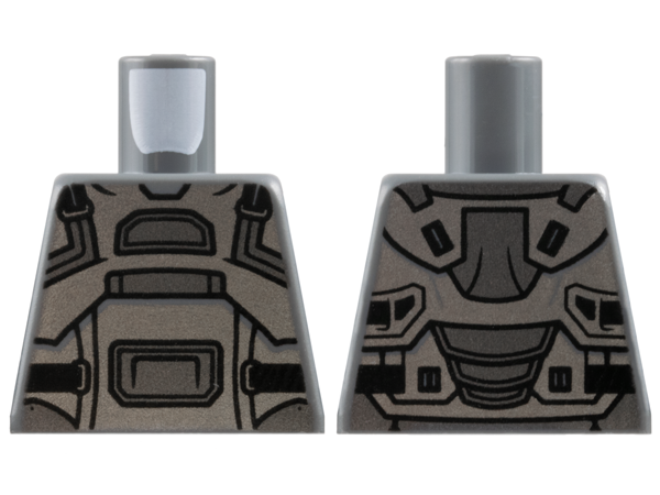 Lego Torso Armor with Silver and Dark Silver Panels and Black Straps Pattern / Dark Bluish Gray