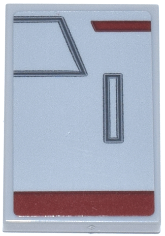 Lego Tile 2 x 3 with Dark Bluish Gray Panels and Dark Red Bars / Lines Pattern Model Right Side (Sticker) - Set 75413