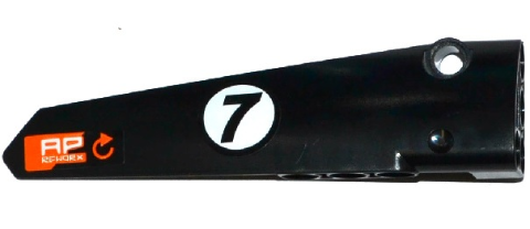 Lego Technic, Panel Fairing # 6 Long Smooth, Side B with 'AP REWORKX' and Number 7 in White Circle Pattern (Stickers) - Set 42050