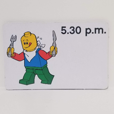 Lego Activity Card, Time-Teaching 12-Hour Clock 5.30 p.m. / [No Color/Any Color]