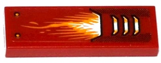Lego Tile 1 x 3 with Yellow and White Flame, Vents and 2 Yellow Rivets Pattern Model Left Side (Sticker) - Set 70145
