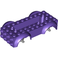 Lego Vehicle Base 4 x 10 x 2 1/2 with Mudguards, Wheel Pins and 6 x 2 Centre Recess with 3 Holes, Light Bluish Gray Wheel Holders / Dark Purple