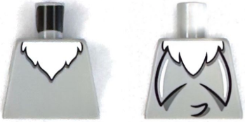 Lego Torso with White Chest Fur and Black Tail on Back Pattern / Light Bluish Gray