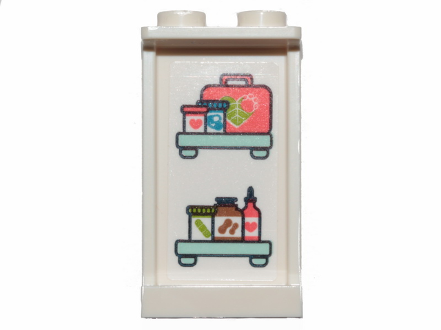 Lego Panel 1 x 2 x 3 with Side Supports - Hollow Studs with Shelves, First Aid Kit and Drugs Pattern (Sticker) - Set 41424