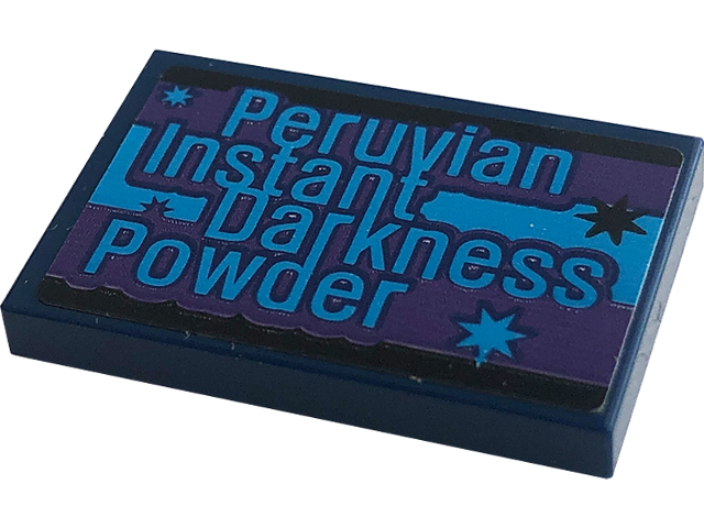 Lego Tile 2 x 3 with 'Peruvian Instant Darkness Powder' Pattern (Sticker) - Set 76422