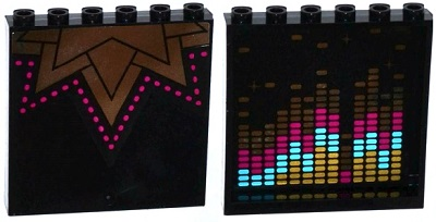 Lego Panel 1 x 6 x 5 with Music Graph on Inside and Triangles and Magenta Dots on Outside Pattern (Stickers) - Set 41117