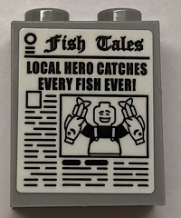 Lego Brick 1 x 2 x 2 with Inside Stud Holder with Newspaper 'Fish Tales' Pattern (Sticker) - Set 21310