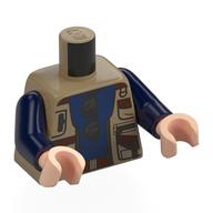 Lego Torso Vest Jacket, Dark Blue Shirt, Pockets, Zipper, Sunglasses Print, Dark Blue Arms, Light Nougat Hands
