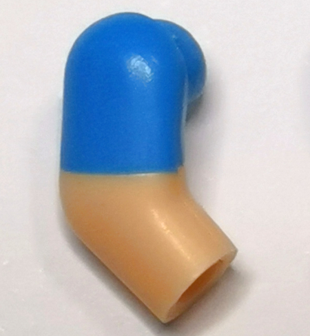 Lego Arm, Right with Molded Dark Azure Short Sleeve  Pattern / Light Nougat