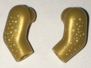Lego Arm, (Matching Left and Right) Pair with White Speckles Pattern / Pearl Gold