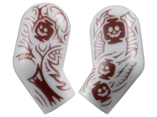 Lego Arm, (Matching Left and Right) Pair with Dark Red Tattoo Sleeves with Skeleton Heads Pattern / Light Bluish Gray
