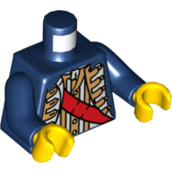 Lego Torso Pirate Governor with Red Sash Print, Dark Blue Arms, Yellow Hands / Dark Blue